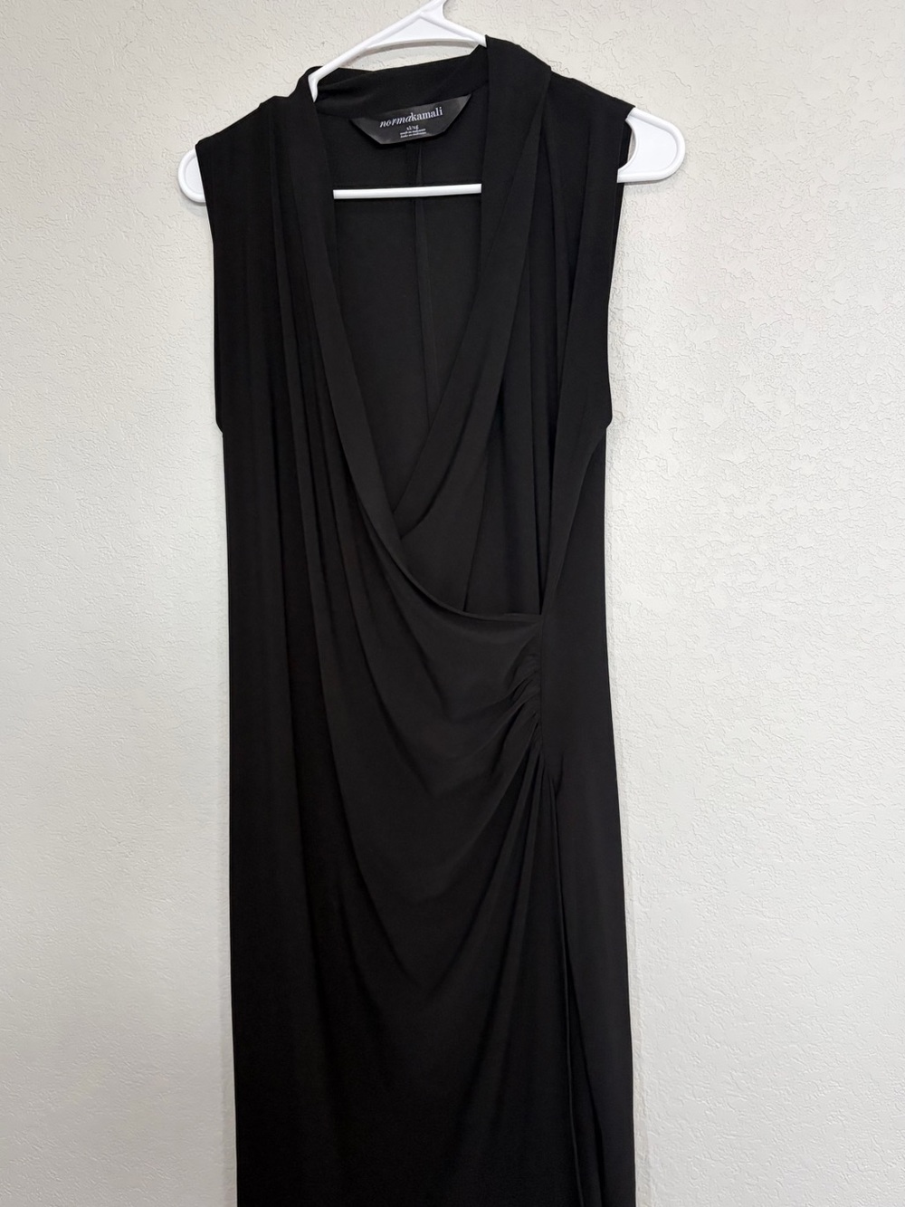 Norma Kamali Black Draped Midi Dress
